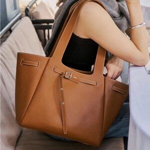 NWT Tan Leather Tote (fits laptop)